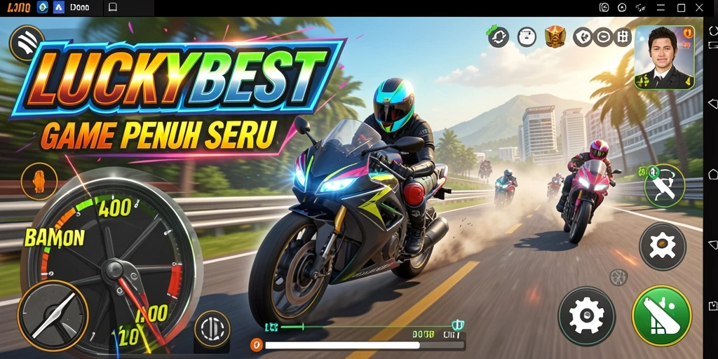 Tampilan gameplay mendebarkan dalam balapan motor.