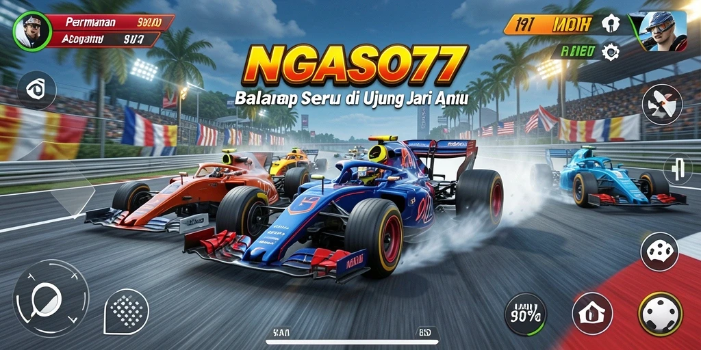 Cuplikan gameplay NGASO77 menunjukkan aksi balapan yang memukau.