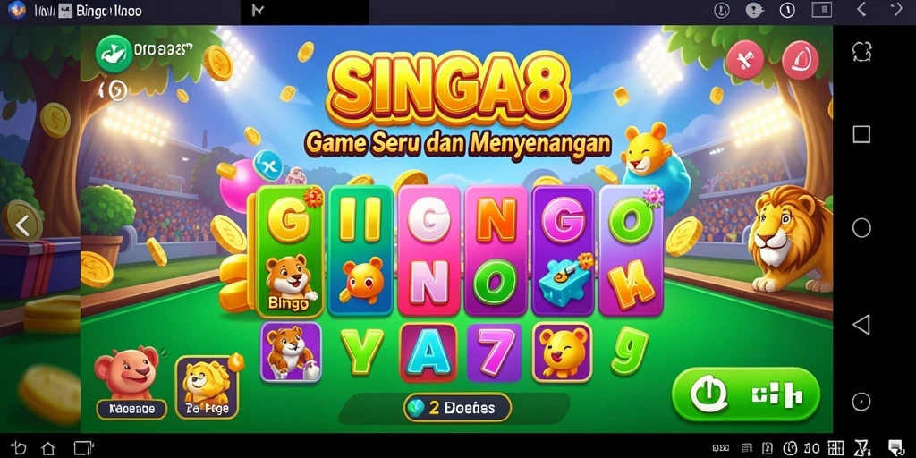 Screenshot gameplay Bingo di SINGA8 dengan tampilan yang ceria.