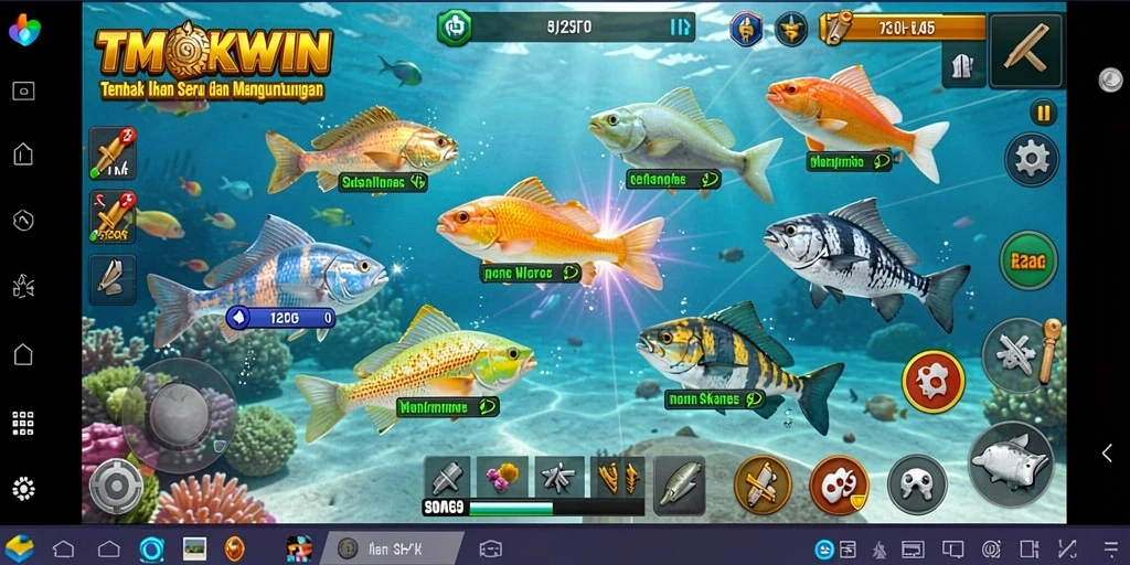 Tangkapan layar gameplay TMOKWIN yang menampilkan aksi Tembak Ikan seru.